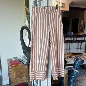Roxy Brown and White Striped Wide Leg Pants